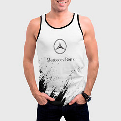 Майка-безрукавка мужская Mercedes-Benz - White texture, цвет: 3D-черный — фото 2