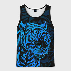Майка-безрукавка мужская Голубой тигр Blue, цвет: 3D-черный