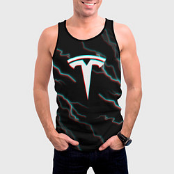Майка-безрукавка мужская Tesla Glitch молнии, цвет: 3D-черный — фото 2