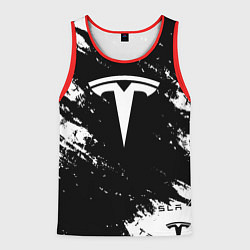 Майка-безрукавка мужская Tesla logo texture, цвет: 3D-красный