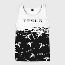 Майка-безрукавка мужская Tesla - Black & White, цвет: 3D-белый