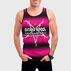 Майка-безрукавка мужская Satan school for bad boys and girls pink, цвет: 3D-черный — фото 2