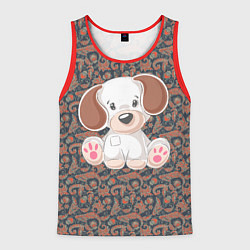 Майка-безрукавка мужская Маленькая белая собачка, цвет: 3D-красный