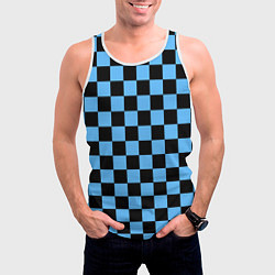 Майка-безрукавка мужская Шахматная доска Синяя, цвет: 3D-белый — фото 2