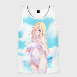 Майка-безрукавка мужская Китагава в купальнике, цвет: 3D-белый