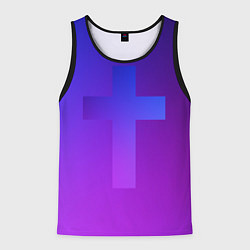 Майка-безрукавка мужская Крест в неоне, цвет: 3D-черный