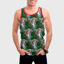 Майка-безрукавка мужская Рысь паттерн, цвет: 3D-красный — фото 2