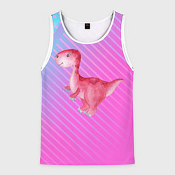 Майка-безрукавка мужская Розовый динозаврик, цвет: 3D-белый