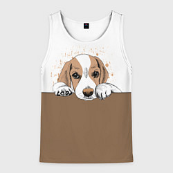 Майка-безрукавка мужская Грустный Щенок Бигля, цвет: 3D-белый