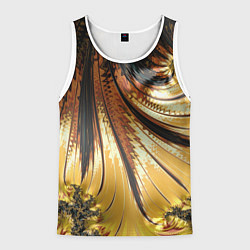 Майка-безрукавка мужская Черный с золотым фрактал Абстракция, цвет: 3D-белый