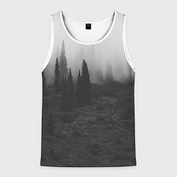 Майка-безрукавка мужская Туманный лес - туман, цвет: 3D-белый