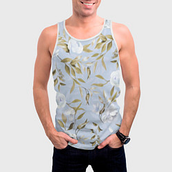 Майка-безрукавка мужская Цветы Золотые Листья, цвет: 3D-белый — фото 2