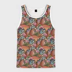 Майка-безрукавка мужская Паттерн волнистые узоры, цвет: 3D-белый