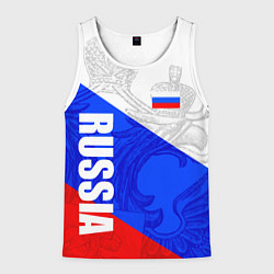 Майка-безрукавка мужская RUSSIA - SPORTWEAR - ТРИКОЛОР, цвет: 3D-белый