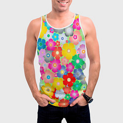 Майка-безрукавка мужская Цветочки фон, цвет: 3D-белый — фото 2