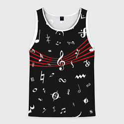 Майка-безрукавка мужская Нотные Знаки с Нотным Станом, цвет: 3D-белый