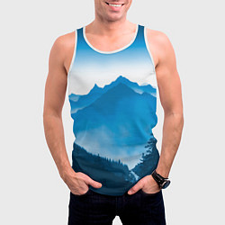 Майка-безрукавка мужская Горы Лес, цвет: 3D-белый — фото 2