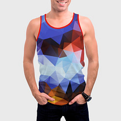 Майка-безрукавка мужская Абстрактный цветной узор из треугольников Abstract, цвет: 3D-красный — фото 2