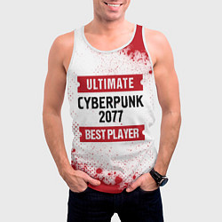 Майка-безрукавка мужская Cyberpunk 2077: таблички Best Player и Ultimate, цвет: 3D-белый — фото 2