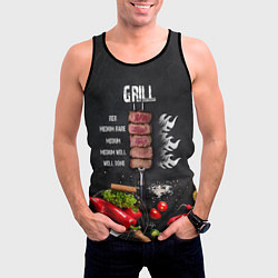 Майка-безрукавка мужская Гриль - степени прожарки мяса, цвет: 3D-черный — фото 2