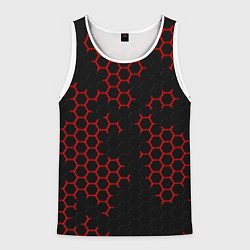 Мужская майка без рукавов НАНОКОСТЮМ Black and Red Hexagon Гексагоны