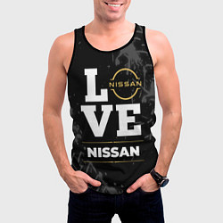Майка-безрукавка мужская Nissan Love Classic со следами шин на фоне, цвет: 3D-черный — фото 2