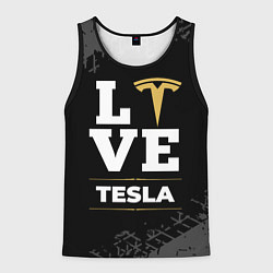 Майка-безрукавка мужская Tesla Love Classic со следами шин на фоне, цвет: 3D-черный