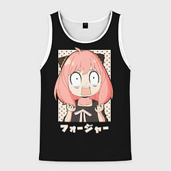 Майка-безрукавка мужская Anya Forger Иероглифы, цвет: 3D-белый