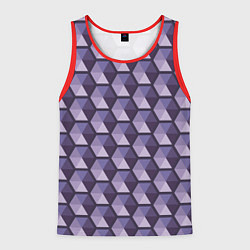 Майка-безрукавка мужская Фиолетовые шестиугольники, цвет: 3D-красный