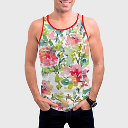Майка-безрукавка мужская Floral pattern Watercolour Summer, цвет: 3D-красный — фото 2