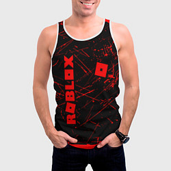 Майка-безрукавка мужская ROBLOX красный логотип, цвет: 3D-белый — фото 2