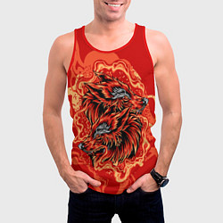 Майка-безрукавка мужская Огненные лисы, цвет: 3D-красный — фото 2