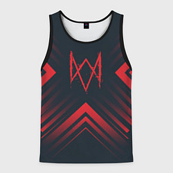 Майка-безрукавка мужская Красный Символ Watch Dogs на темном фоне со стрелк, цвет: 3D-черный