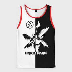 Майка-безрукавка мужская Linkin Park логотип черно-белый, цвет: 3D-красный