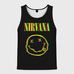 Майка-безрукавка мужская Nirvana глитч, цвет: 3D-черный