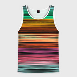 Майка-безрукавка мужская Multicolored thin stripes Разноцветные полосы, цвет: 3D-белый