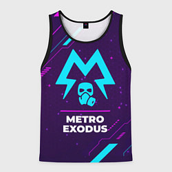 Майка-безрукавка мужская Символ Metro Exodus в неоновых цветах на темном фо, цвет: 3D-черный