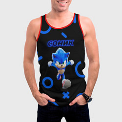 Майка-безрукавка мужская Sonic фигуры, цвет: 3D-красный — фото 2