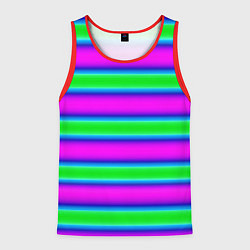 Майка-безрукавка мужская Зеленый и фиолетовые яркие неоновые полосы striped, цвет: 3D-красный