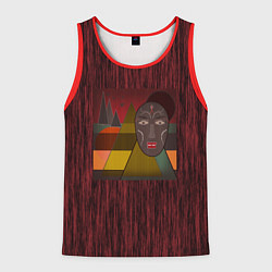 Майка-безрукавка мужская Африканская маска African mask ethnic illustration, цвет: 3D-красный