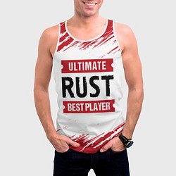 Майка-безрукавка мужская Rust: красные таблички Best Player и Ultimate, цвет: 3D-белый — фото 2