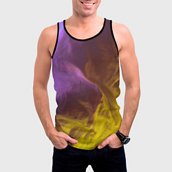 Майка-безрукавка мужская Неоновые фонари на шёлковой поверхности - Фиолетов, цвет: 3D-черный — фото 2