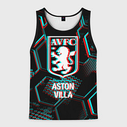 Майка-безрукавка мужская Aston Villa FC в стиле Glitch на темном фоне, цвет: 3D-черный
