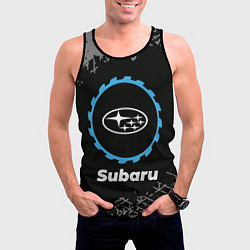 Майка-безрукавка мужская Subaru в стиле Top Gear со следами шин на фоне, цвет: 3D-черный — фото 2