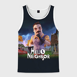 Майка-безрукавка мужская Hello Neighbor игра Привет сосед, цвет: 3D-белый