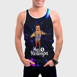 Майка-безрукавка мужская Hello Neighbor Привет сосед Бегущий сосед, цвет: 3D-белый — фото 2