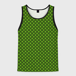 Майка-безрукавка мужская Зеленый узоры крестиком, цвет: 3D-черный