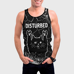 Майка-безрукавка мужская Группа Disturbed и Рок Кот, цвет: 3D-черный — фото 2
