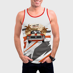 Майка-безрукавка мужская Ретро-авто и пальмы, цвет: 3D-красный — фото 2