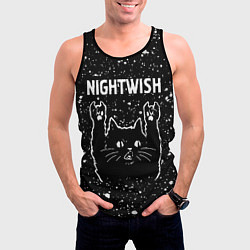 Майка-безрукавка мужская Группа Nightwish и Рок Кот, цвет: 3D-черный — фото 2